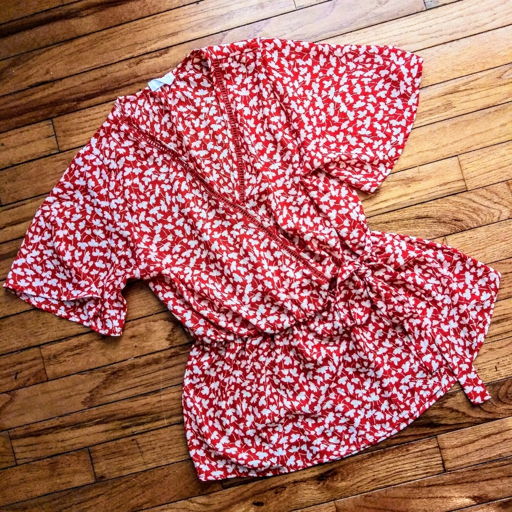 Red Floral Blouse/Top